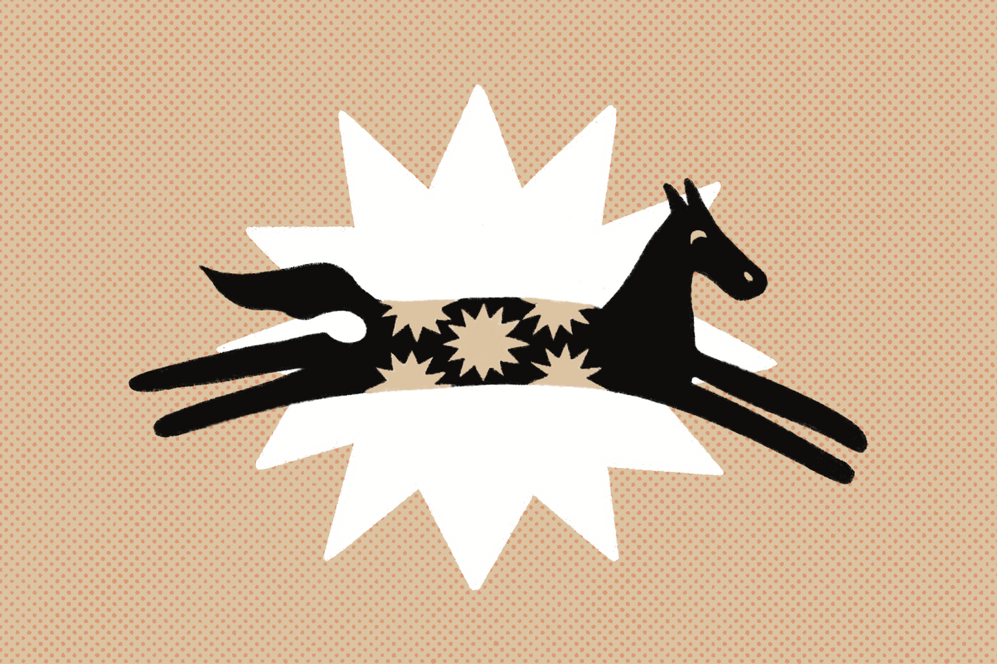 Illustration f a running horse on star for Sophie Czark Lee Bunny Mail Club