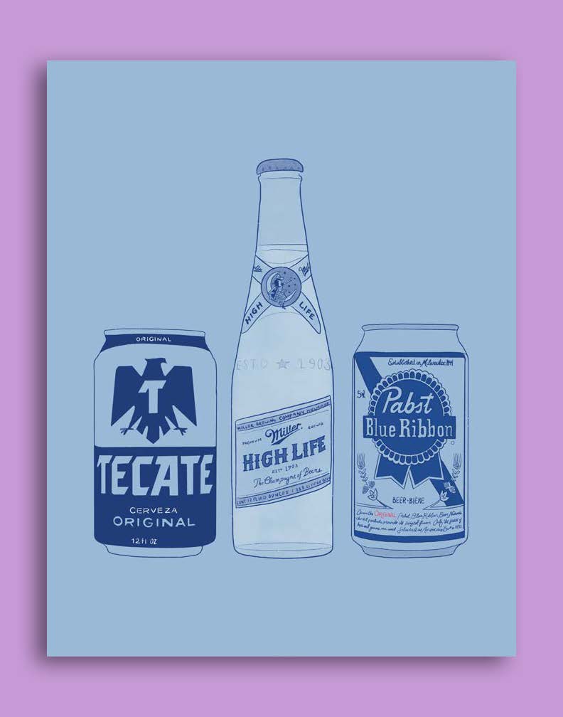 Beer in Blue Art Print